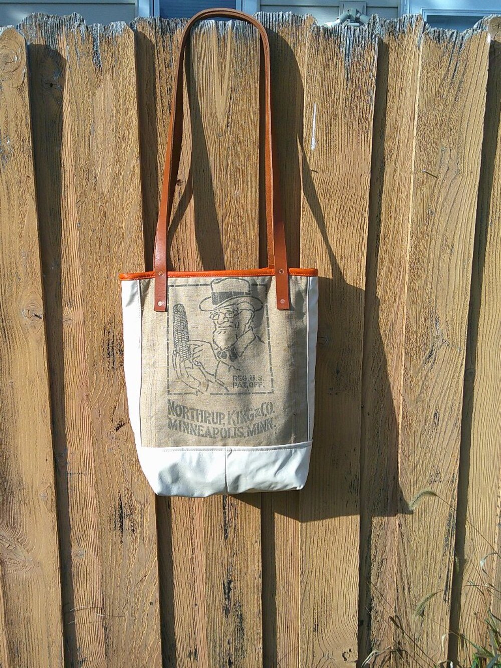 Crossbody Leather / Canvas Tote Vintage Textile